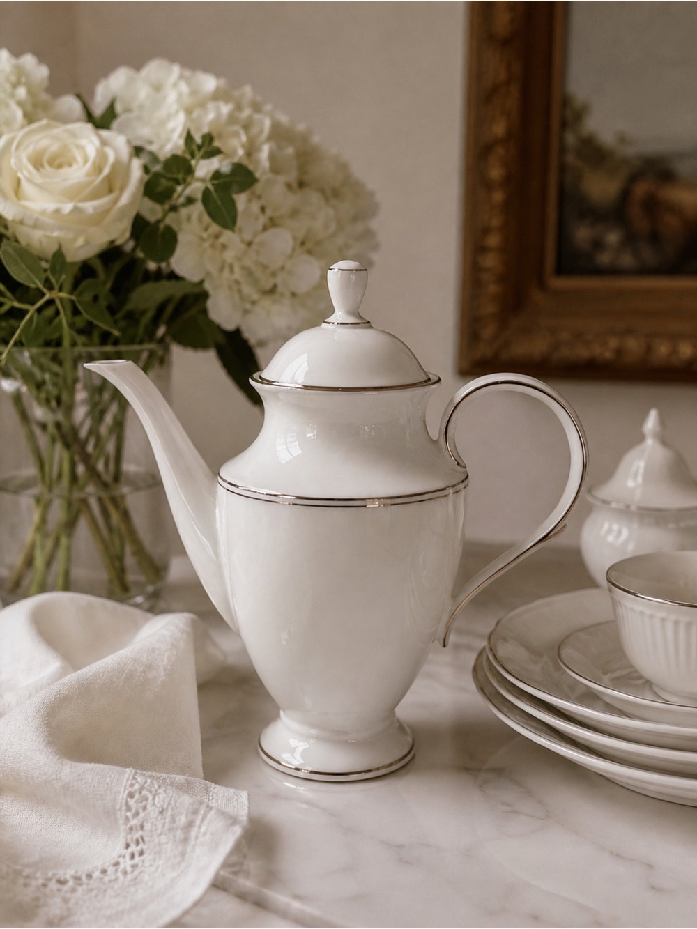 Lenox Federal Platinum Coffee Pot Classics Collection USA Made Fine Bone China